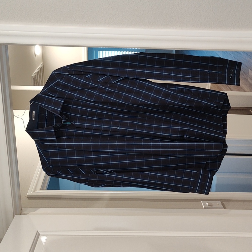 Bugatchi uomo casual dress shirt | XL | blue plaid